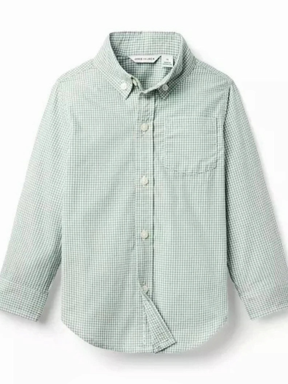 Janie and Jack Green Gingham Button Down Shirt Boys 2T